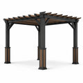 Pergola in metallo e legno nero e marrone 300x300x240 cm