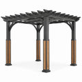 Pergola in metallo e legno con rivestimento 300x300x250cm