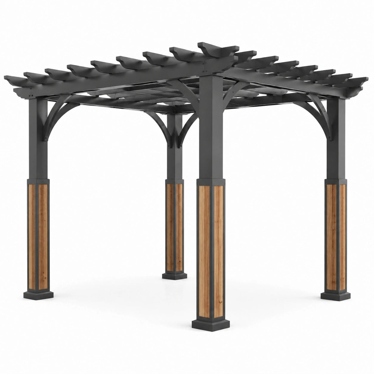 Pergola in metallo e legno con rivestimento 300x300x250cm
