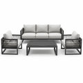 Set di mobili da giardino in alluminio con cuscini in poliestere grigio