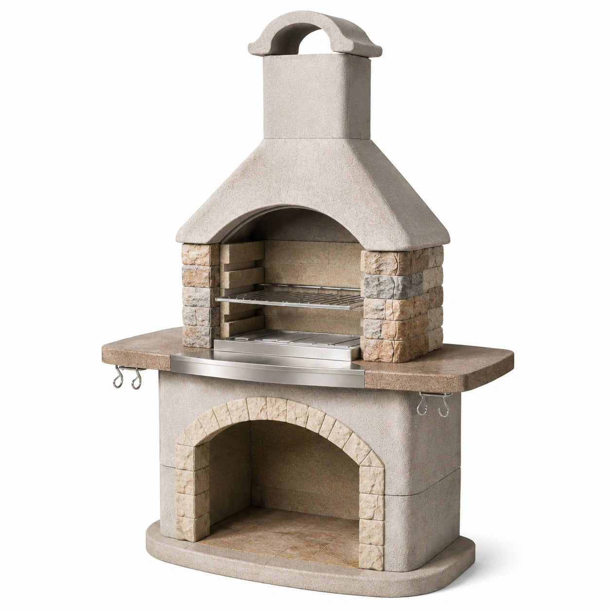 Barbecue in Pietra Naturale con Acciaio Inox e Mattoni, Grigio