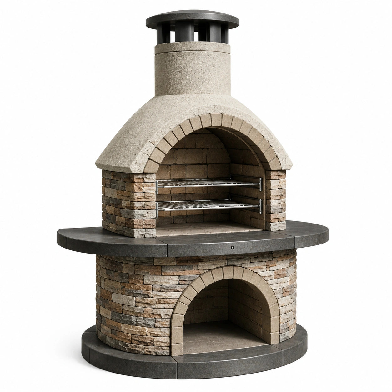 Forno da Esterno in Pietra con Griglia in Acciaio Inox, 120x80x250 cm