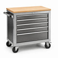 Carrello portautensili in metallo con piano in legno e 6 cassetti grigio