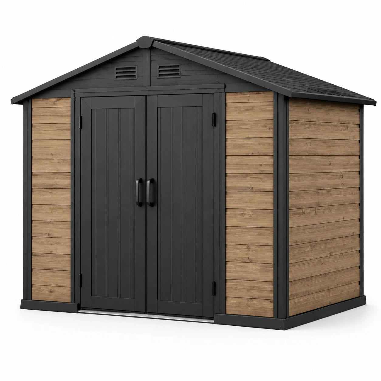 Casetta da giardino in legno e resina marrone antracite 185x152x226 cm