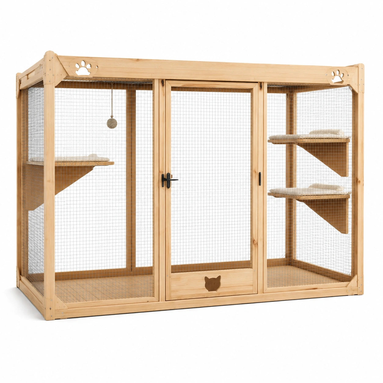 Gabbia per gatti in legno e rete zincata