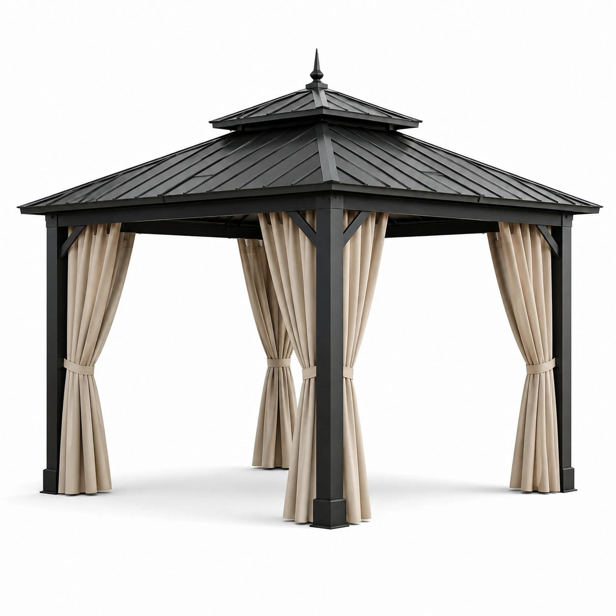 Gazebo con struttura in alluminio e tetto in acciaio 300x300 cm