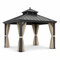 Gazebo in Alluminio e Acciaio con Tende in Poliestere 3x3m