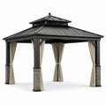 Gazebo in Alluminio con Tetto in Acciaio e Tende in Poliestere 300x400 cm